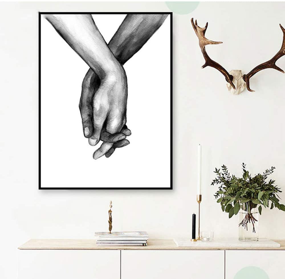Kiddale Love and Hand in Hand Wall Art Canvas Print Poster,Simple Fashion  Black and White Sketch Art Line Drawing Decor for Home Living Room Bedroom  Office(Set of Unframed, 16×20 inches) –