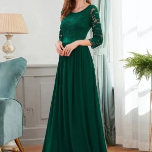 Lace Bodice Chiffon Prom Dress (Green)