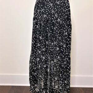 Star Pleated Midi Skirt (BLACK-WHITE STAR)