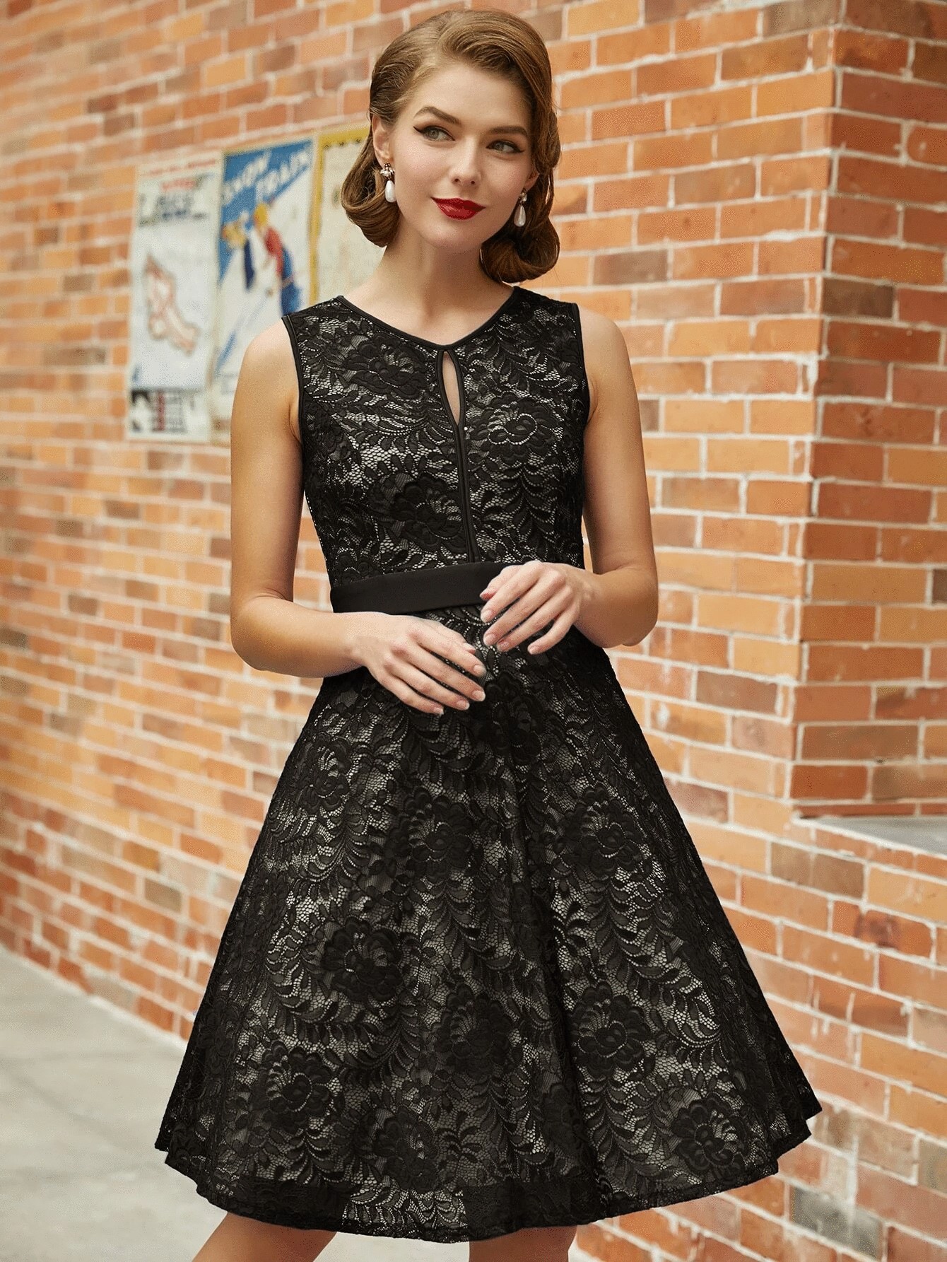 Kate Keyhole Lace Dress (Black) – CB Shop USA